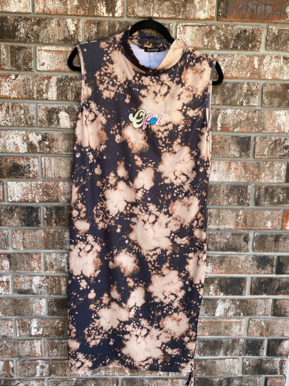 NWT Boohoo Bleach-Effect Ribbed Dress